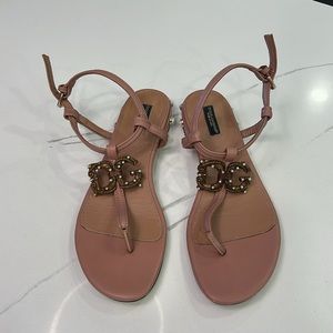 Dolce & Gabbana Blush Sandals with Gold Logo